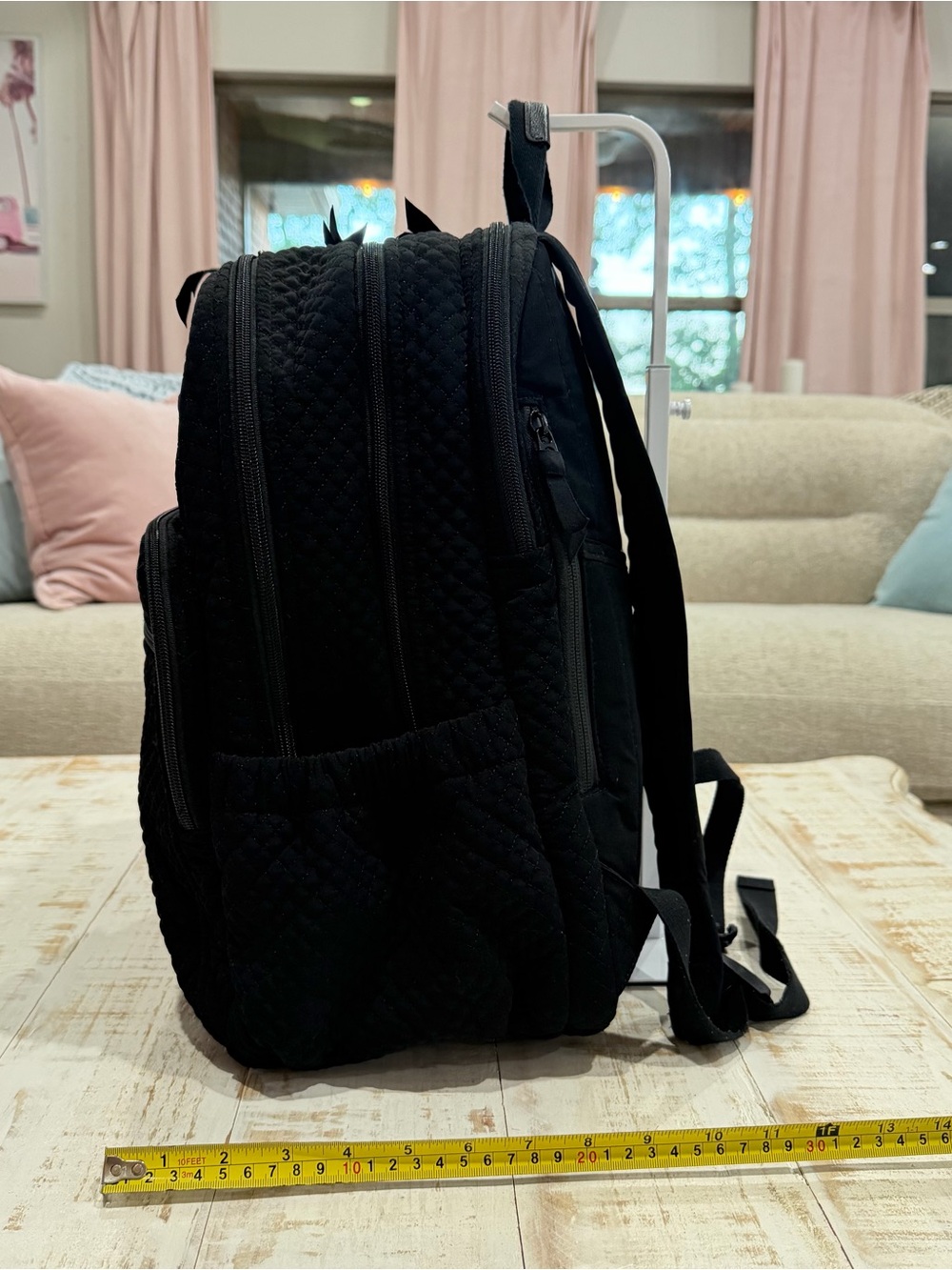 Vera Bradley Black Quilted Backpack with Wallet and Card Case - Picture 2 of 13